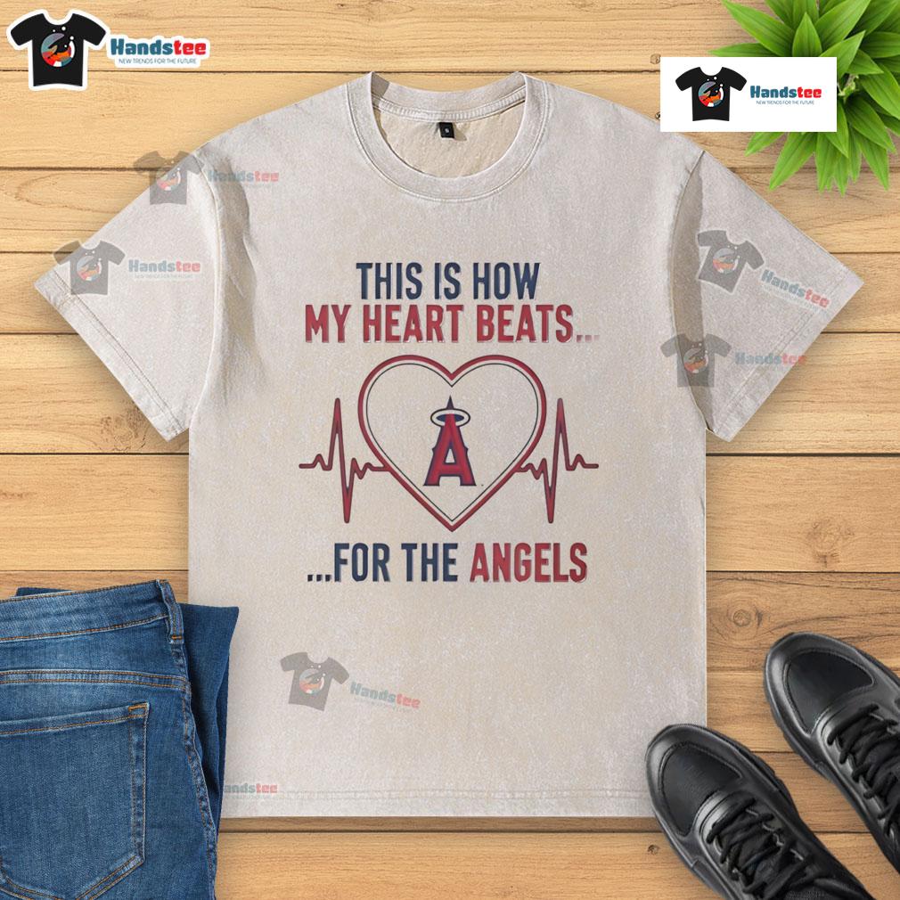 Los Angeles Angels washed t-shirt featuring a vibrant heart design, perfect for fans celebrating their team spirit.