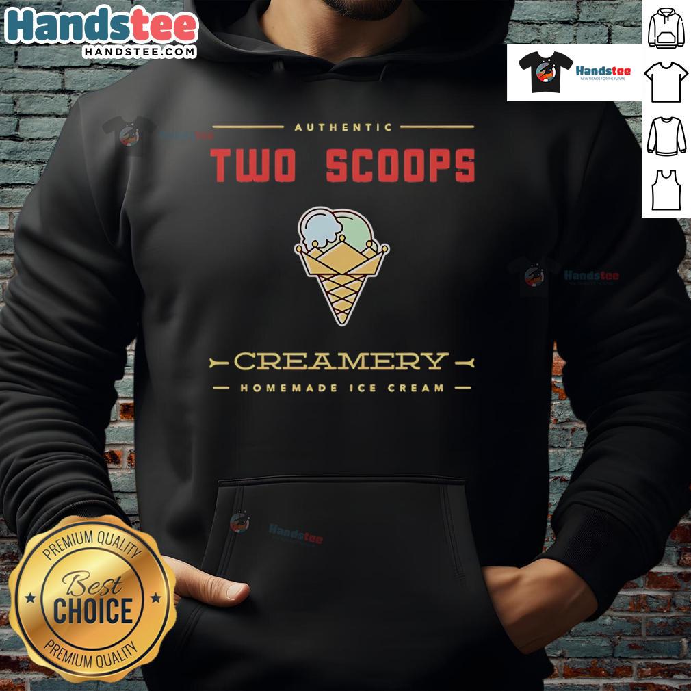 Good Two Scoops Creamery homemade ice cream hoodie featuring a colorful design and cozy fit for ice cream lovers.