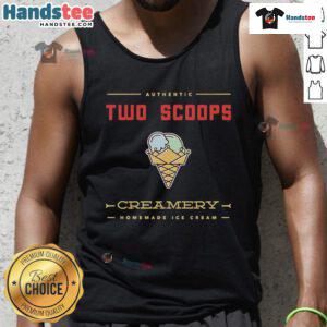 Good Two Scoops Creamery homemade ice cream tank top featuring a colorful ice cream graphic, perfect for summer.