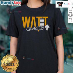 Good Watt Charged Up Ladies Tee featuring a vibrant design, perfect for stylish and eco-conscious women.