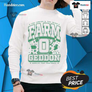 Happy Farm O'Geddon Max collegiate sweatshirt featuring vibrant colors and a cozy design, perfect for campus wear.