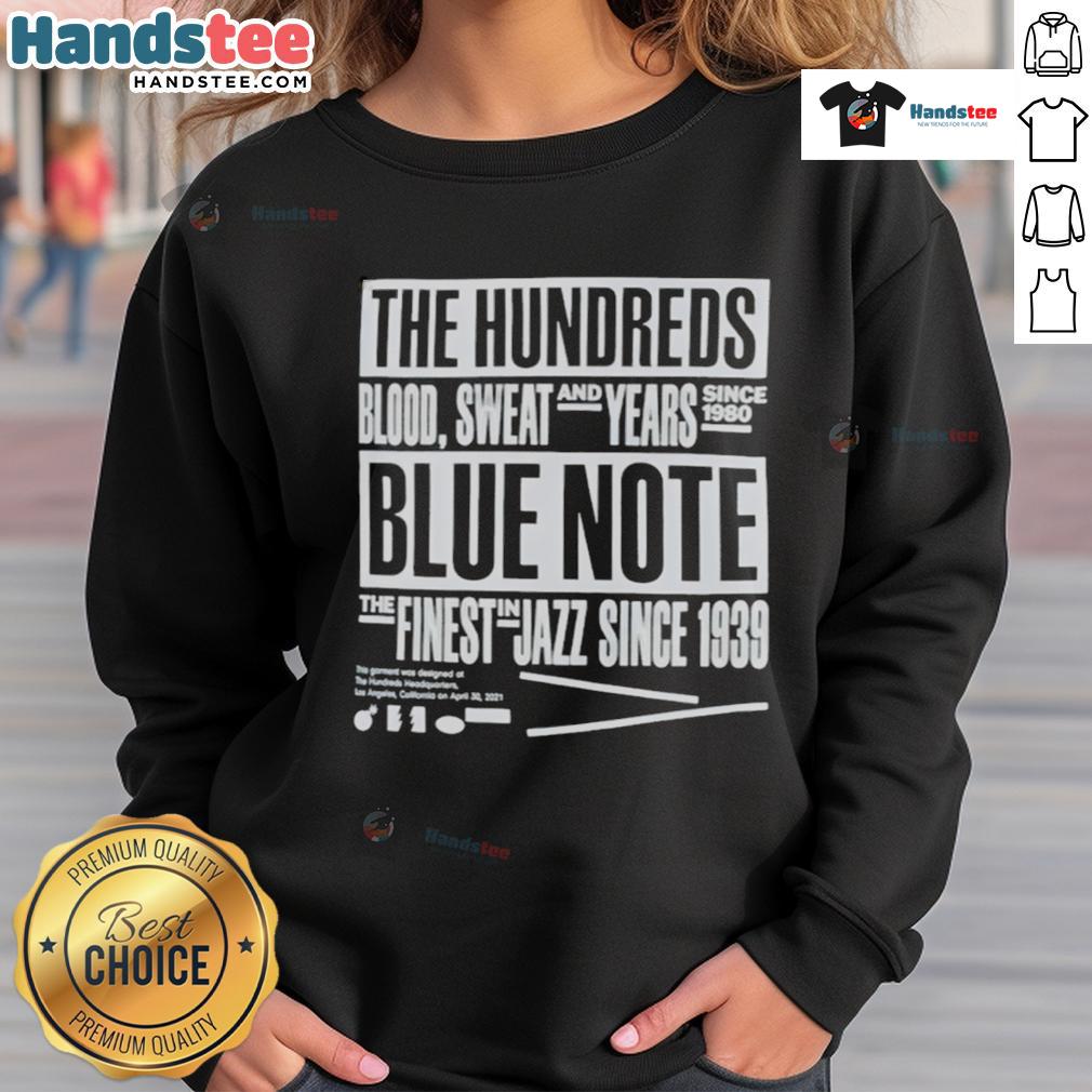 Nice Blue Note The Hundreds sweatshirt featuring 'The Finest Jazz Since 1939' design, perfect for jazz enthusiasts.