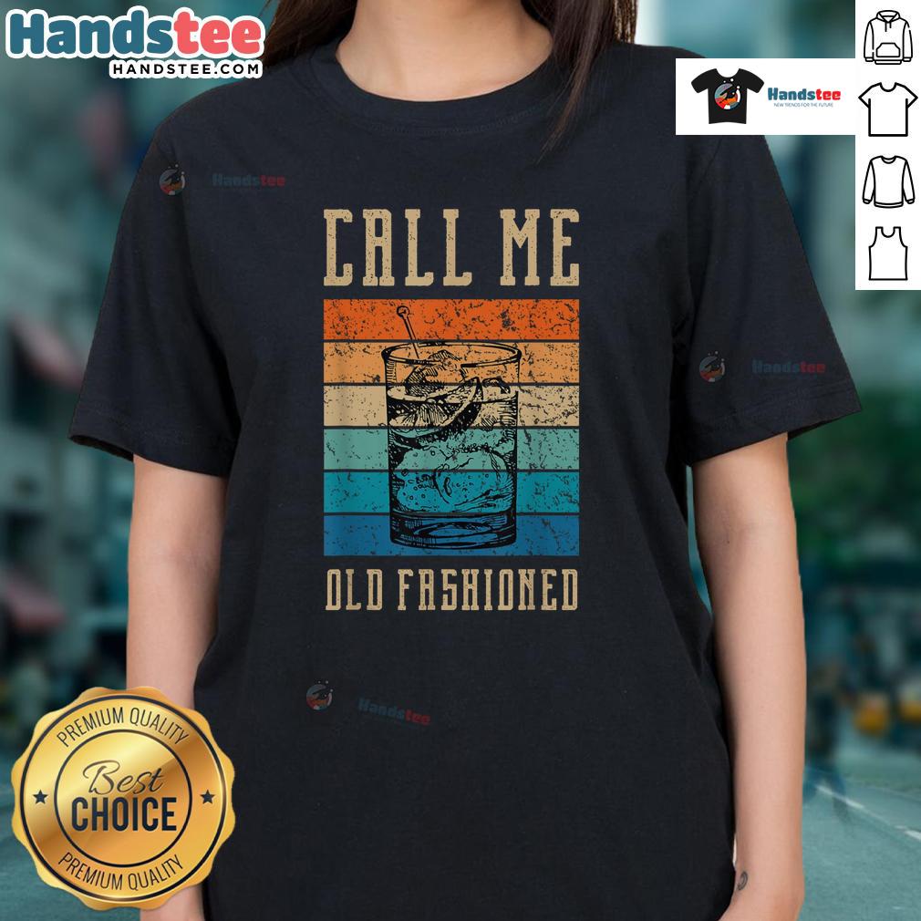 Alt Text: Vintage ladies tee featuring 'Nice Call Me Old Fashioned Cocktail' design, perfect for cocktail lovers and retro fashion.