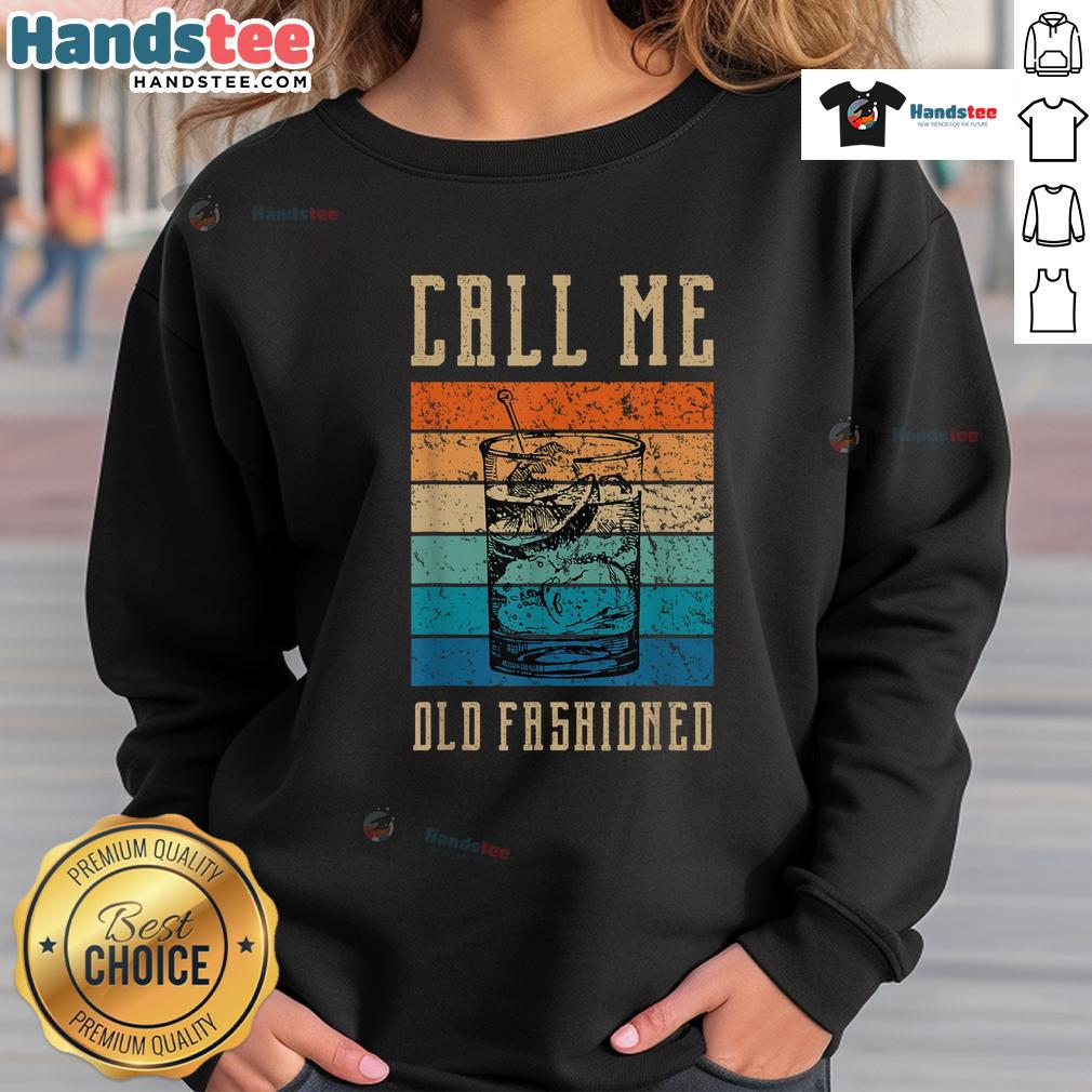 Vintage sweatshirt featuring 'Nice Call Me Old Fashioned Cocktail' design, perfect for cocktail enthusiasts and retro fashion lovers.