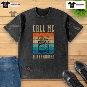 Vintage washed t-shirt featuring 'Call Me Old Fashioned Cocktail' design, perfect for cocktail lovers and retro fashion.
