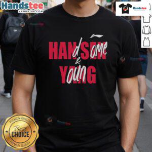Alt Text: Nice Casey Holdahl handsome and young t-shirt featuring a stylish graphic design for trendy casual wear.