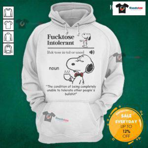 Nice Fcktose Intolerant hoodie design showcasing bold text about intolerance for BS, perfect for humorous fashion lovers.