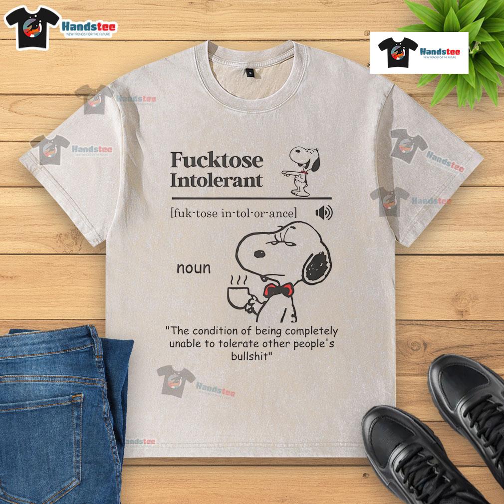Nice Fcktose Intolerant t-shirt design showcasing humor about intolerance to others' nonsense in a trendy washed style.