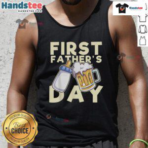 Nice First Father's Day tank top featuring a playful design, perfect gift for new dads celebrating their first Father's Day.