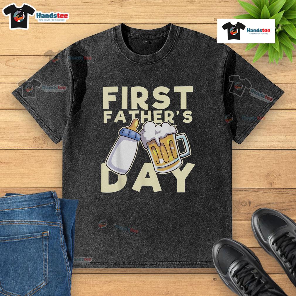 Nice First Father's Day washed t-shirt featuring a heartfelt design, perfect gift for new dads celebrating their first holiday.