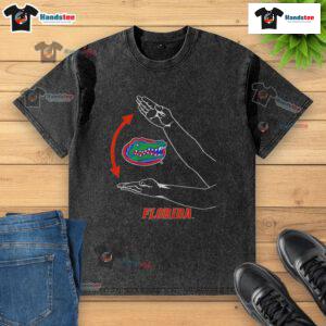 Nice Florida Gators football gator chomp washed t-shirt in vibrant blue, perfect for game day and showing team spirit.