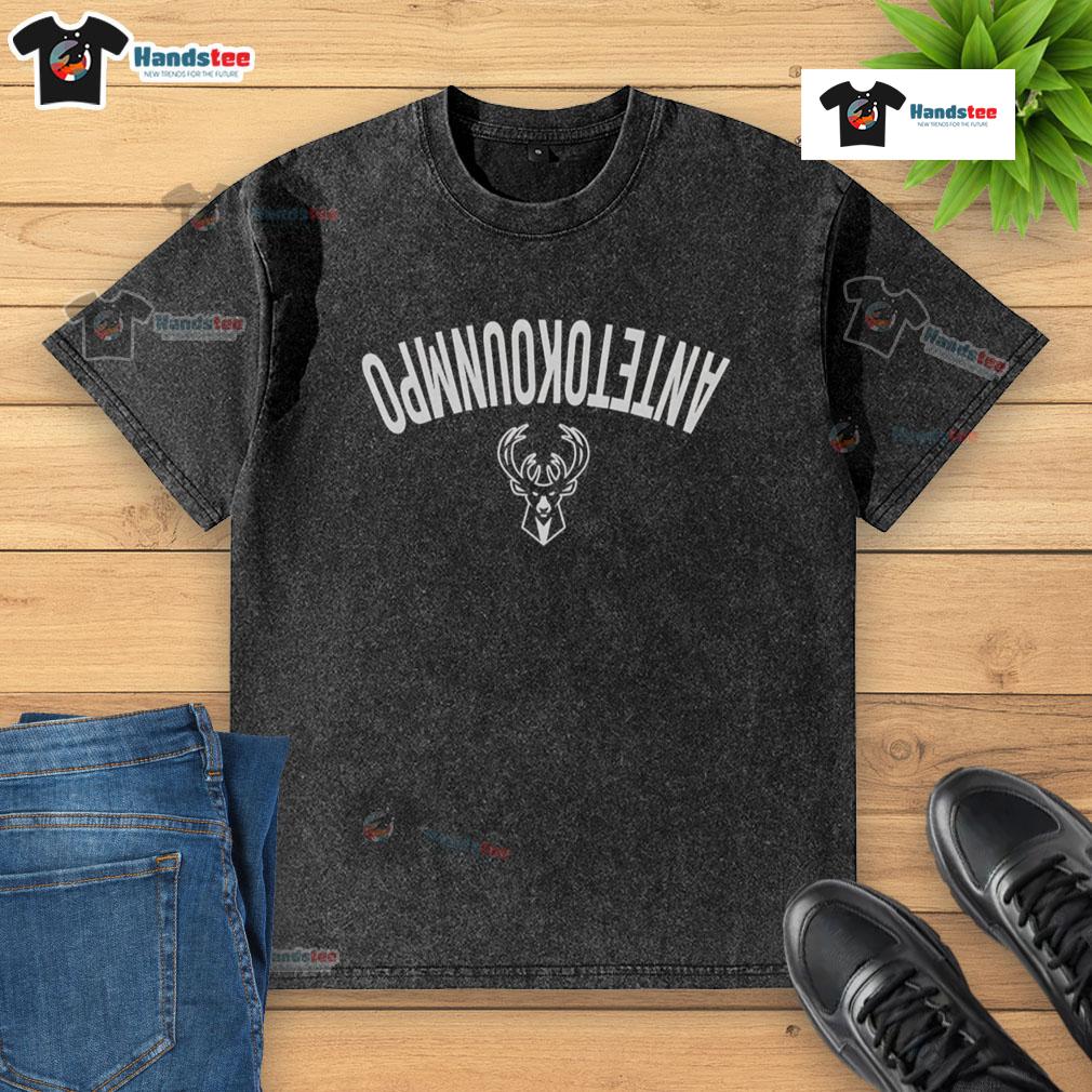 Giannis Antetokounmpo Milwaukee Bucks Invert Upside Washed T-Shirt showcasing vibrant design and team spirit.
