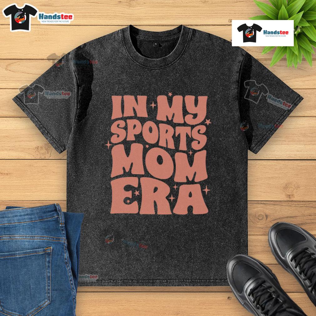 Alt Text: Woman wearing a 'Nice In My Sports Mom Era' washed t-shirt, showcasing casual style and sporty vibe.