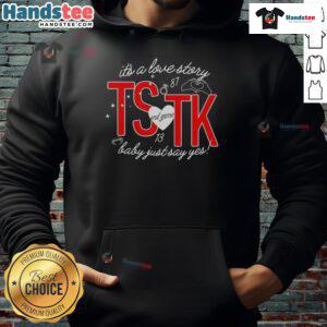 Alt Text: Cozy 'Nice It's A Love Story' hoodie featuring playful graphics, perfect for fans of romantic themes and casual style.