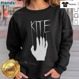 Person wearing a Nice Kite hand sweatshirt, showcasing vibrant colors and a stylish design perfect for casual wear.