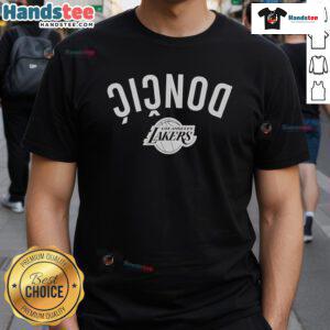 Nice Luka Doncic Los Angeles Lakers Invert Upside T-Shirt featuring bold graphics and vibrant colors for fans.