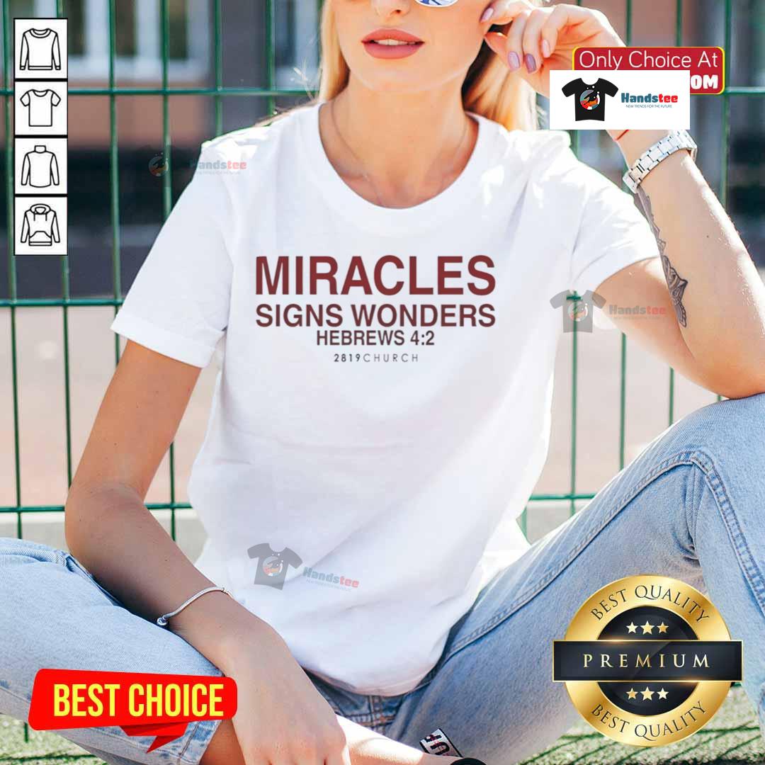 Hebrews Ladies Tee featuring 'Nice Miracles Signs Wonders' design, perfect for inspirational and faith-based fashion.