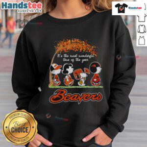 Cozy Nice Oregon State Beavers peanuts fall football Halloween sweatshirt, perfect for game day and seasonal festivities.