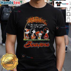 Nice Oregon State Beavers Peanuts Fall Football Halloween T-Shirt featuring festive design with beloved characters.