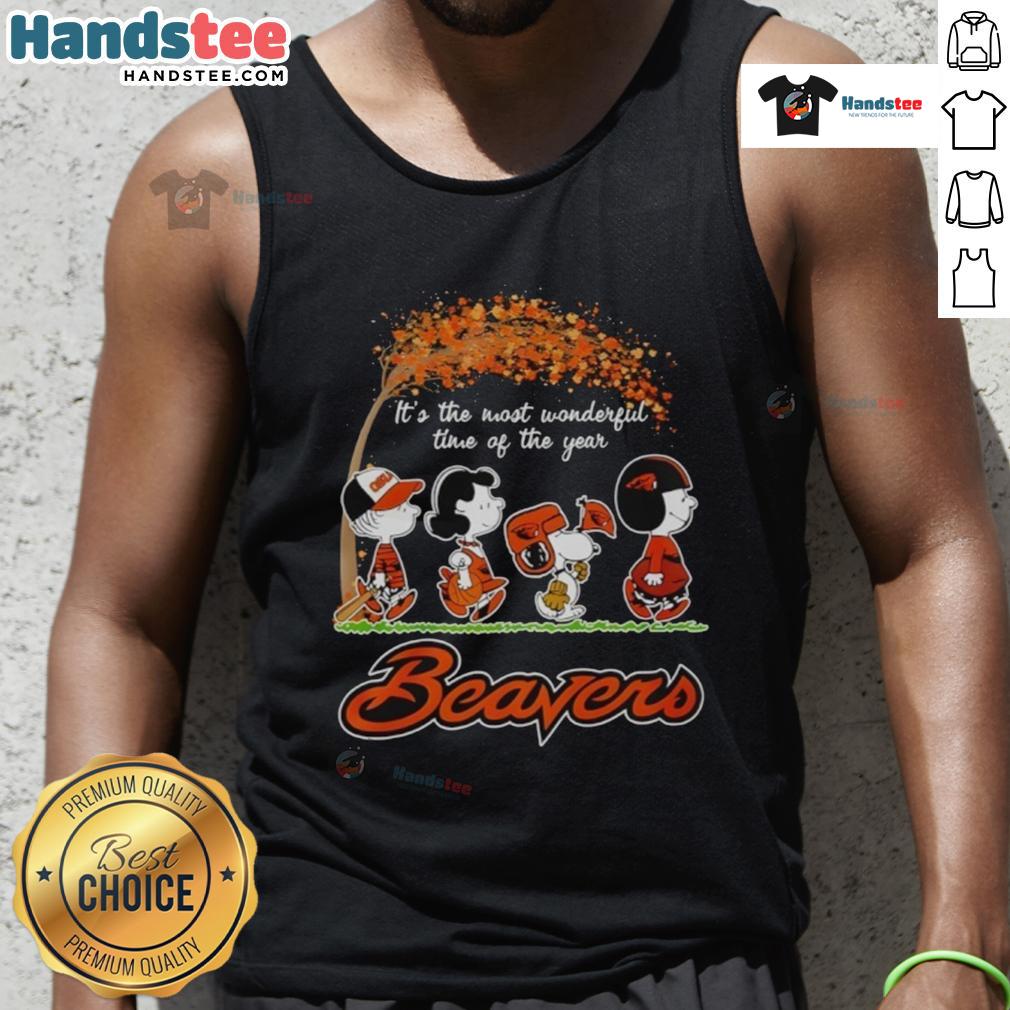 Fall football Halloween tank top featuring Oregon State Beavers and peanuts design, perfect for game day festivities.