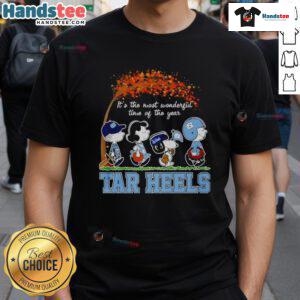 Alt Text: Nice Peanuts Unc Tar Heels Halloween T-Shirt featuring festive design for the most wonderful time of the year.