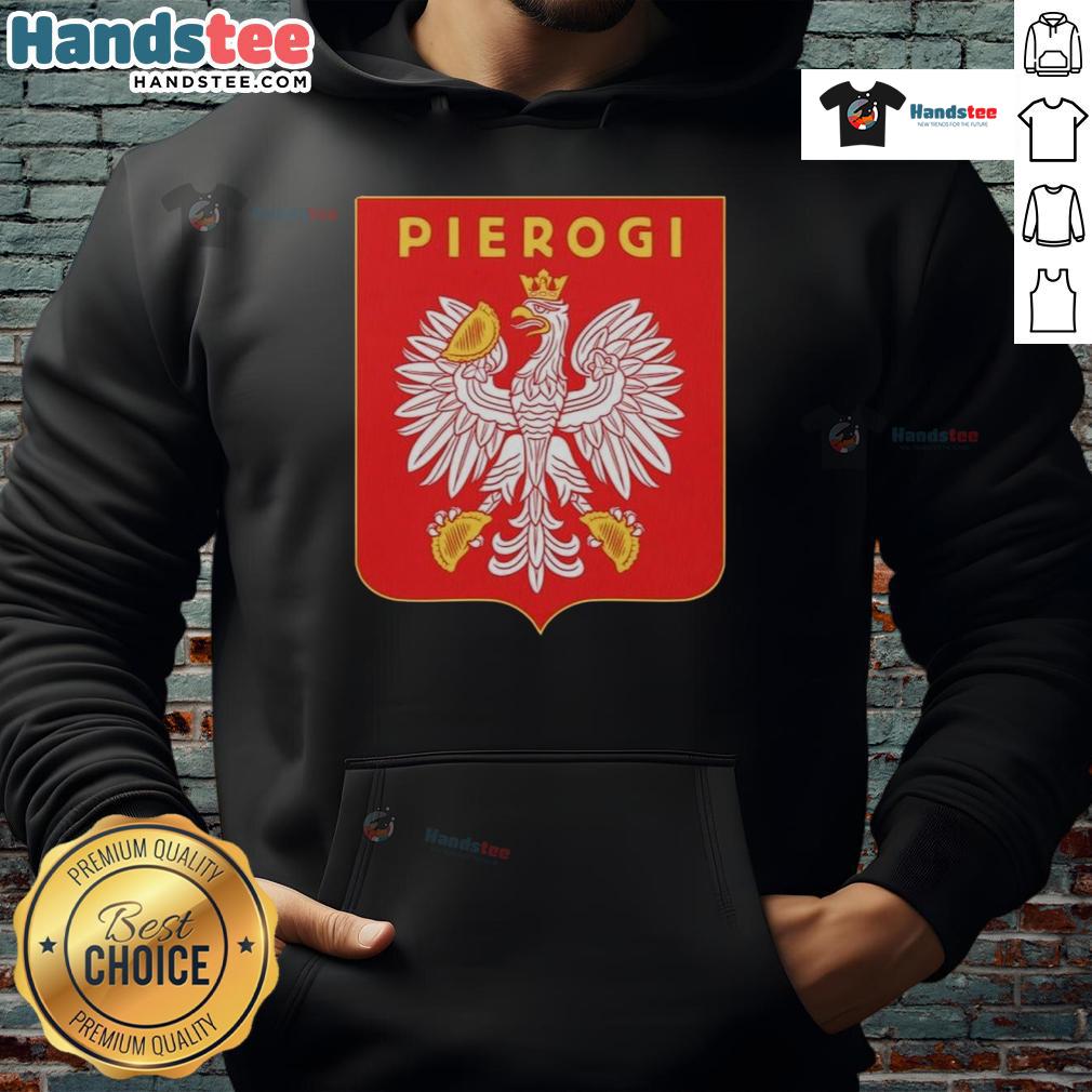 Nice Pierogi Coat of Arms logo hoodie featuring vibrant design and cozy fit, perfect for pierogi lovers.