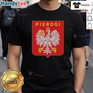 Nice Pierogi Coat Of Arms Logo T-Shirt featuring a vibrant design celebrating Polish heritage and delicious pierogi.