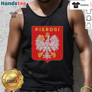 Nice Pierogi Coat of Arms logo tank top featuring vibrant colors and a unique design, perfect for food lovers.