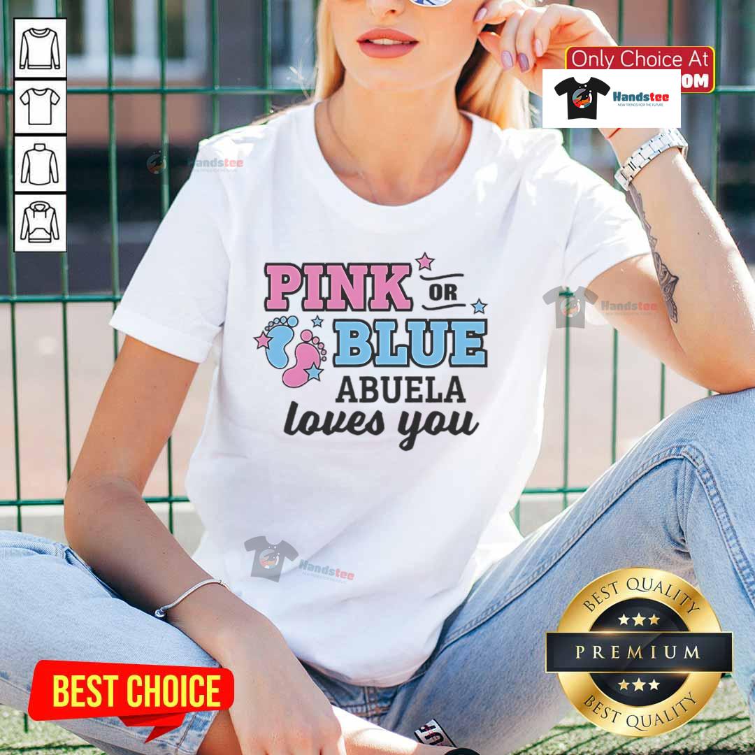 Nice Pink or Blue 'Abuela Loves You' Ladies Tee featuring a vibrant design, perfect for showing love to grandmothers.