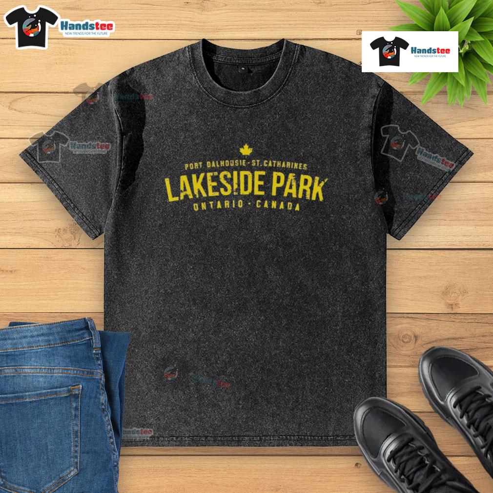 Scenic view of Nice Port Dalhousie in St. Catharines, Ontario, featuring a washed T-shirt design inspired by Lakeside Park.