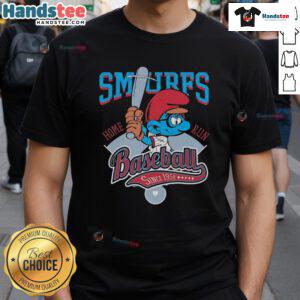 Nice Smurf Baseball Home Run Since 1958W T-Shirt featuring a playful Smurf design, perfect for baseball fans and collectors.