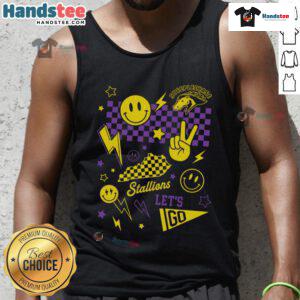 Alt Text: Nice Steeplechase Smiley Face Checkered Tank Top featuring a fun design perfect for summer outfits and casual wear.