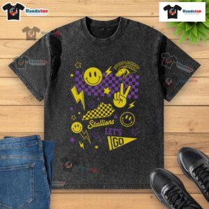 Nice Steeplechase Smiley Face Checkered Washed T-Shirt in vibrant colors, perfect for casual wear and summer style.
