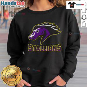 Alt Text: Stylish Nice Steeplechase Stallions Fade Sweatshirt featuring a unique design and comfortable fit for casual wear.