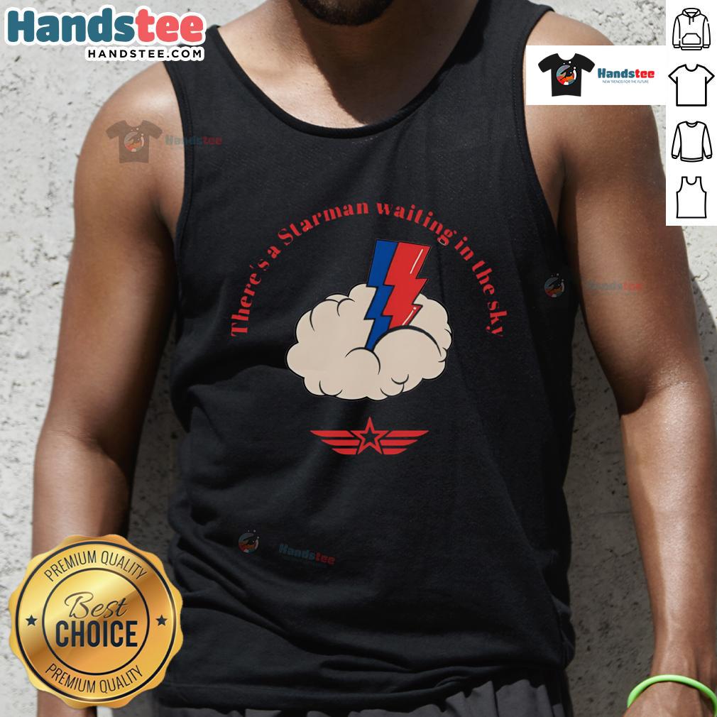 Stylish tank top featuring 'There's a Starman Waiting in the Sky' design, perfect for music lovers and casual wear.