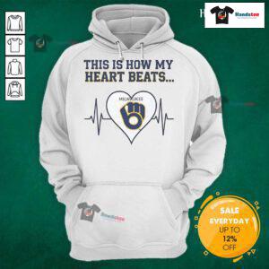 Milwaukee Brewers hoodie featuring 'Nice, This Is How My Heart Beats' design, perfect for fans and stylish comfort.