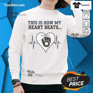 Milwaukee Brewers sweatshirt featuring 'Nice-This-Is-How-My-Heart-Beats' design, perfect for baseball fans and cozy wear.