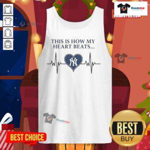 New York Yankees tank top with 'This Is How My Heart Beats' design, perfect for baseball fans and summer wear.