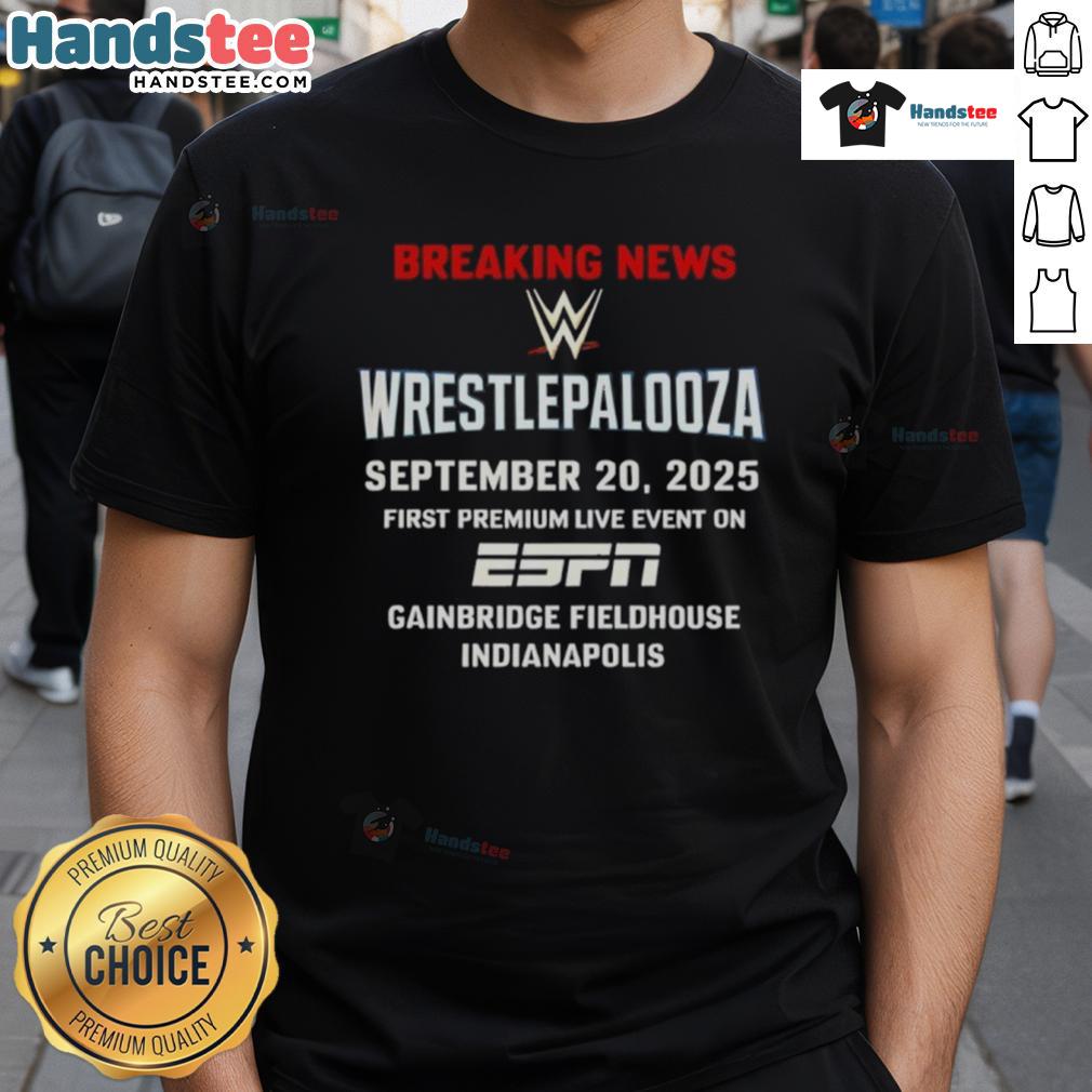 Nice WWE Wrestlepalooza 2025 T-Shirt featuring Gainbridge Fieldhouse Indianapolis design for wrestling fans.