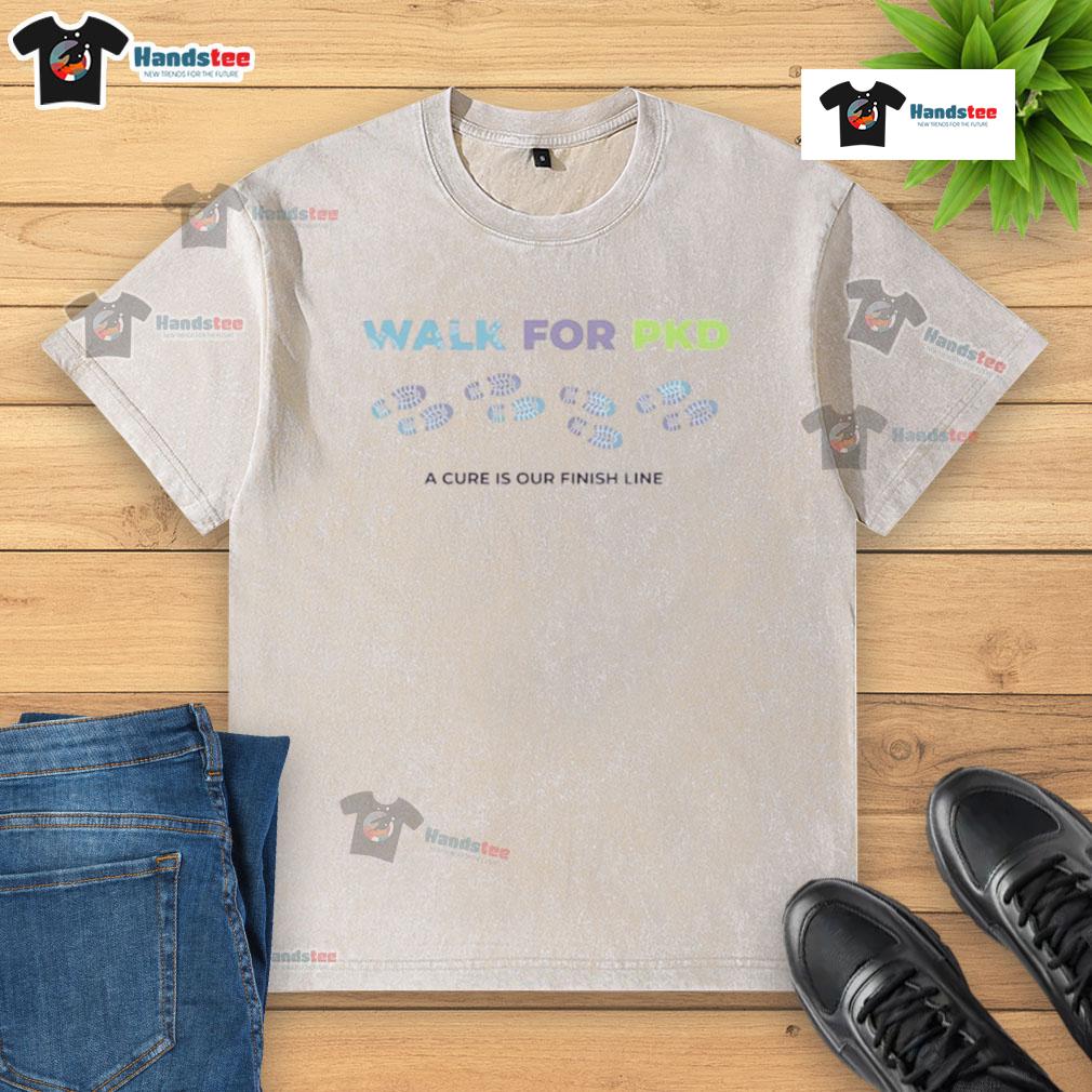 Nice Walk for PKD - A Cure Is Our Finish Line washed t-shirt featuring a motivational design for kidney disease awareness.