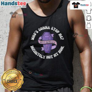 Funny Halloween tank top featuring 'Who's Gonna Stop Me? Definitely Not My Mom' design for a playful holiday look.