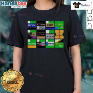 Official 20 Years of Film Simulations Medium 2025 Ladies Tee featuring a stylish design celebrating film heritage.