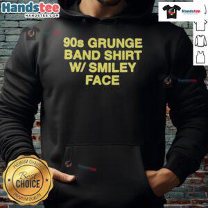 Official 90s grunge band shirt with a smiley face hoodie, perfect for retro fashion lovers and music enthusiasts.