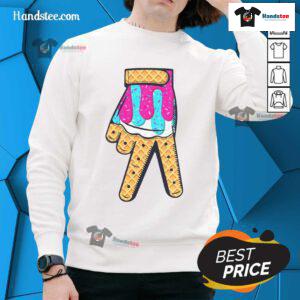 Official Baseball Ice Cream Drip Home Plate Hand Sign Sweatshirt featuring a vibrant design perfect for baseball fans.