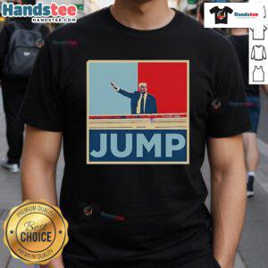 Official Donald Jump Retro T-Shirt featuring vibrant colors and vintage design, perfect for casual wear and fans.