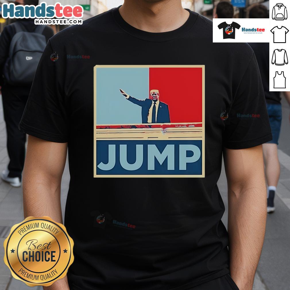 Official Donald Jump Retro T-Shirt featuring vibrant colors and vintage design, perfect for casual wear and fans.