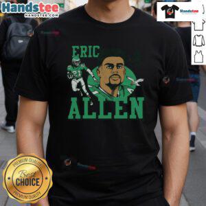Official Eagles Eric Allen Signature T-Shirt featuring team colors and player autograph design for fans and collectors.
