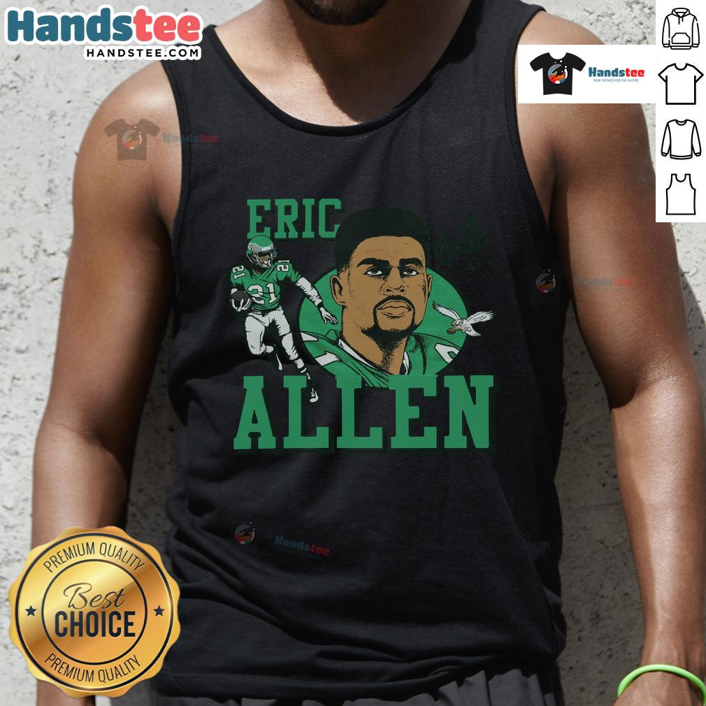 Official Eagles Eric Allen signature tank top featuring team colors and logo, perfect for fans and summer wear.