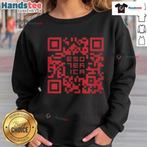 Alt Text: Official Esoterica QR Code Sweatshirt featuring unique design and cozy fit, perfect for stylish streetwear.