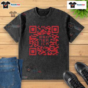 Official Esoterica QR Code washed t-shirt featuring a unique design for stylish casual wear.